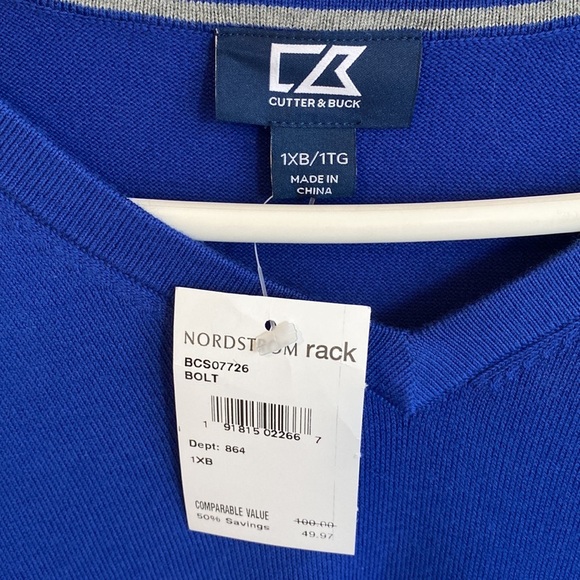 Cutter & Buck Lakemont V Neck Sweater Bolt Blue - Picture 4 of 6